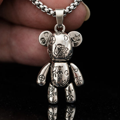 Chaine Teddy Bear gravé en acier inoxydable