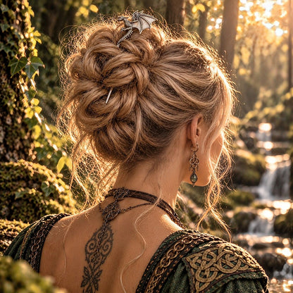 Pic à Chignon Dragon en Métal Vieilli – Bijou Cheveux