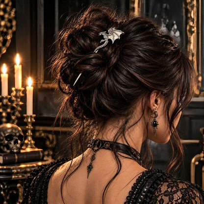 Pic à Chignon Dragon en Métal Vieilli – Bijou Cheveux