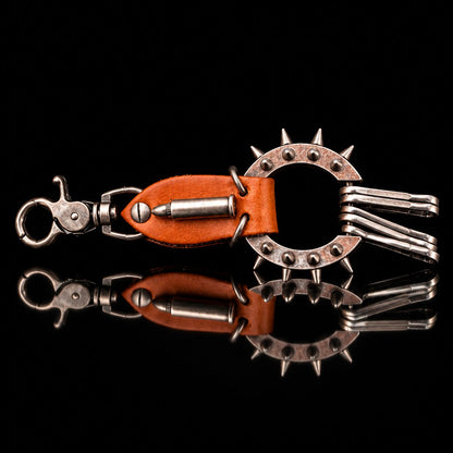 Porte-Clés Biker Cuir & Acier Inoxydable - Spike Bullet