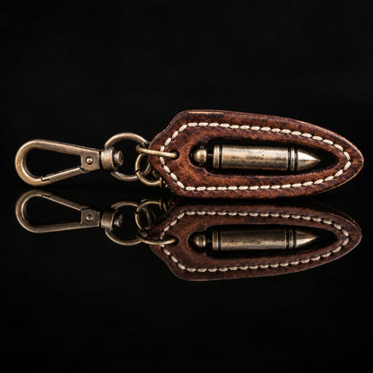 Porte-Clés Biker Cuir & Acier Inoxydable - Balle Vintage