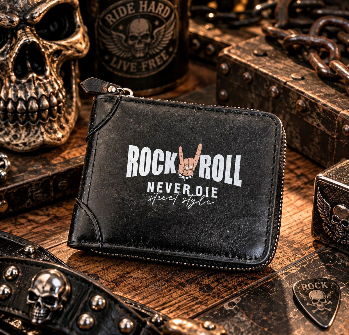 Portefeuille Vintage Rock - Rock & Roll Never Die