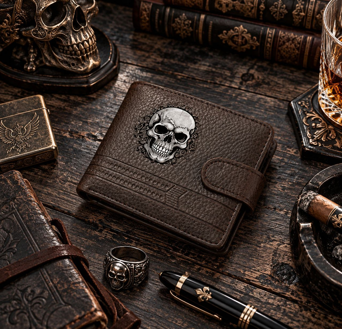 Portefeuille Vintage Biker - Skull Classic
