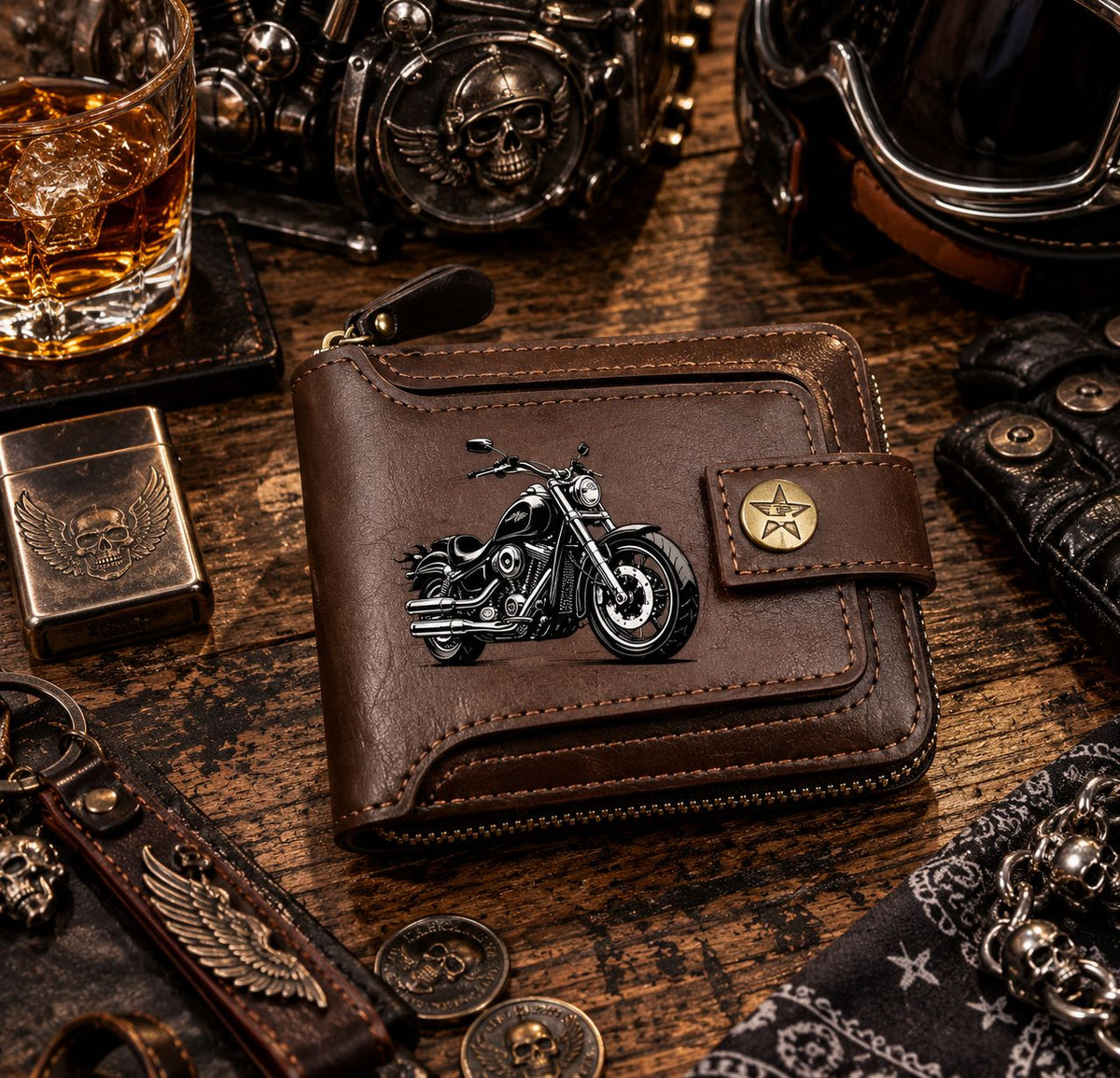 Portefeuille Vintage Biker - Moto Custom