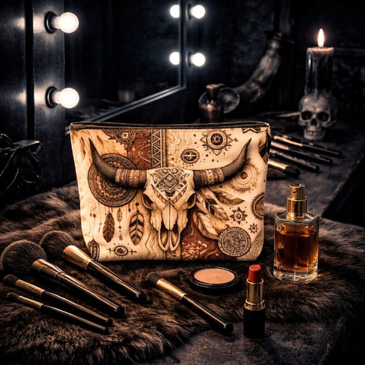 Trousse cosmétique en lin vintage